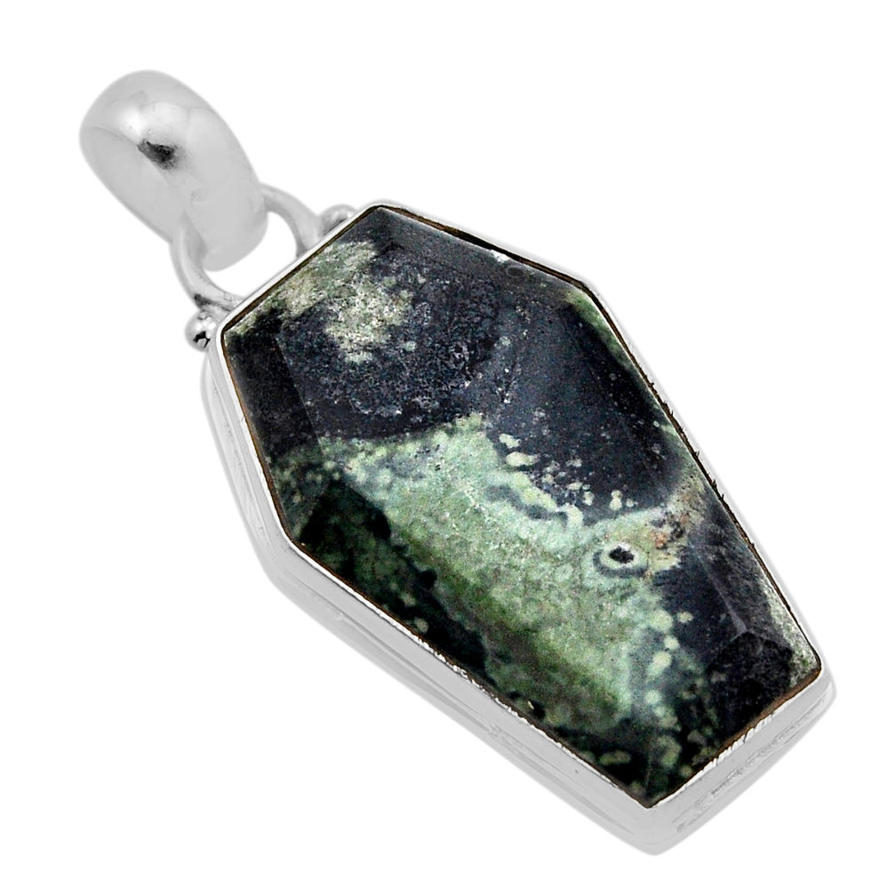 925 silver 15.02cts coffin natural kambaba jasper (stromatolites) pendant y88687