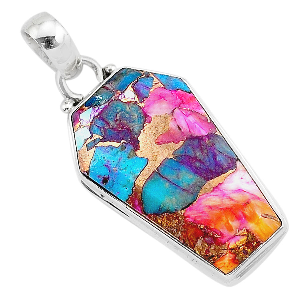 925 silver 15.65cts coffin spiny oyster arizona turquoise pendant jewelry r93270