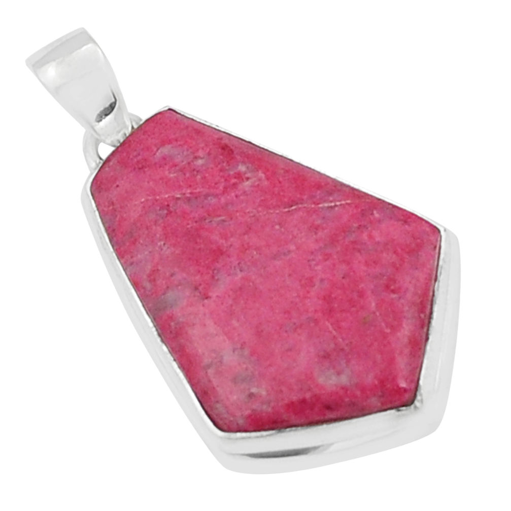 925 silver 17.33cts coffin thulite (unionite, pink zoisite) fancy pendant y23315