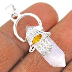 925 silver 11.70cts double pointer moonstone hand of god hamsa pendant t85240