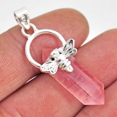 925 silver 12.70cts double pointer natural rose quartz honey bee pendant y55438