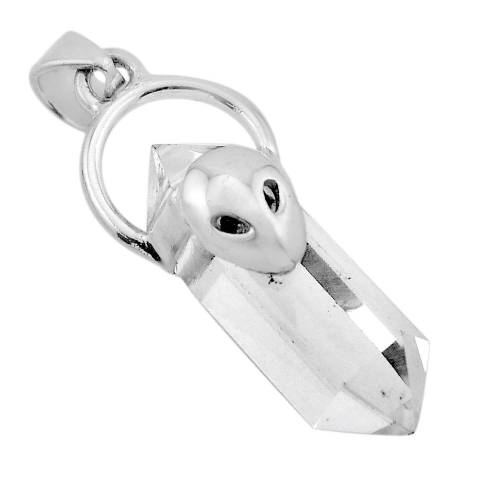 925 silver 11.88cts double pointer natural white crystal aline pendant n54098