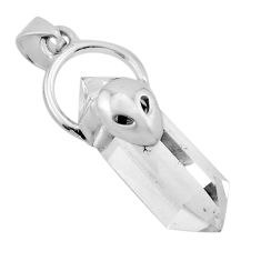 925 silver 11.88cts double pointer natural white crystal aline pendant n54098