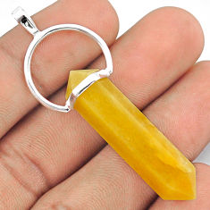 925 silver 22.23cts double pointer natural yellow chalcedony pendant u20876
