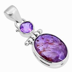 925 silver 9.29cts faceted natural cacoxenite super seven amethyst pendant y6258