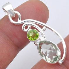 925 silver 4.42cts faceted natural green amethyst oval peridot pendant u61776