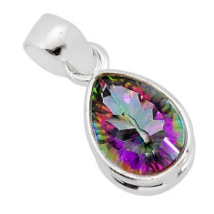 925 silver 5.92cts faceted natural multi color rainbow topaz pear pendant y80475