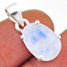 925 silver 5.43cts faceted natural rainbow moonstone oval shape pendant n41939