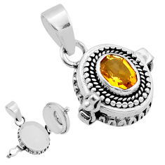 925 silver 2.12cts faceted natural yellow citrine oval poison box pendant n44298