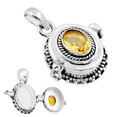 925 silver 1.98cts faceted natural yellow citrine oval poison box pendant y26735