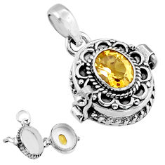 925 silver 2.04cts faceted natural yellow citrine oval poison box pendant y26740