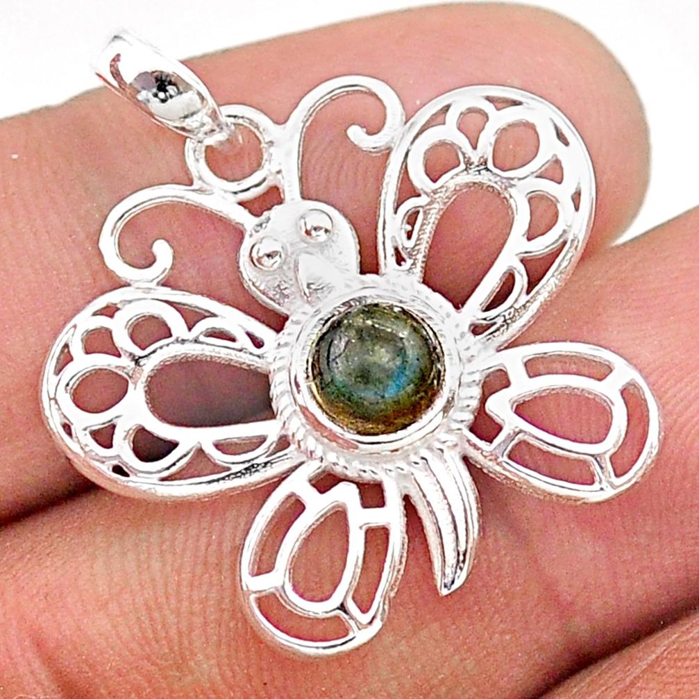 925 silver 1.08cts filigree natural blue labradorite butterfly pendant t59654