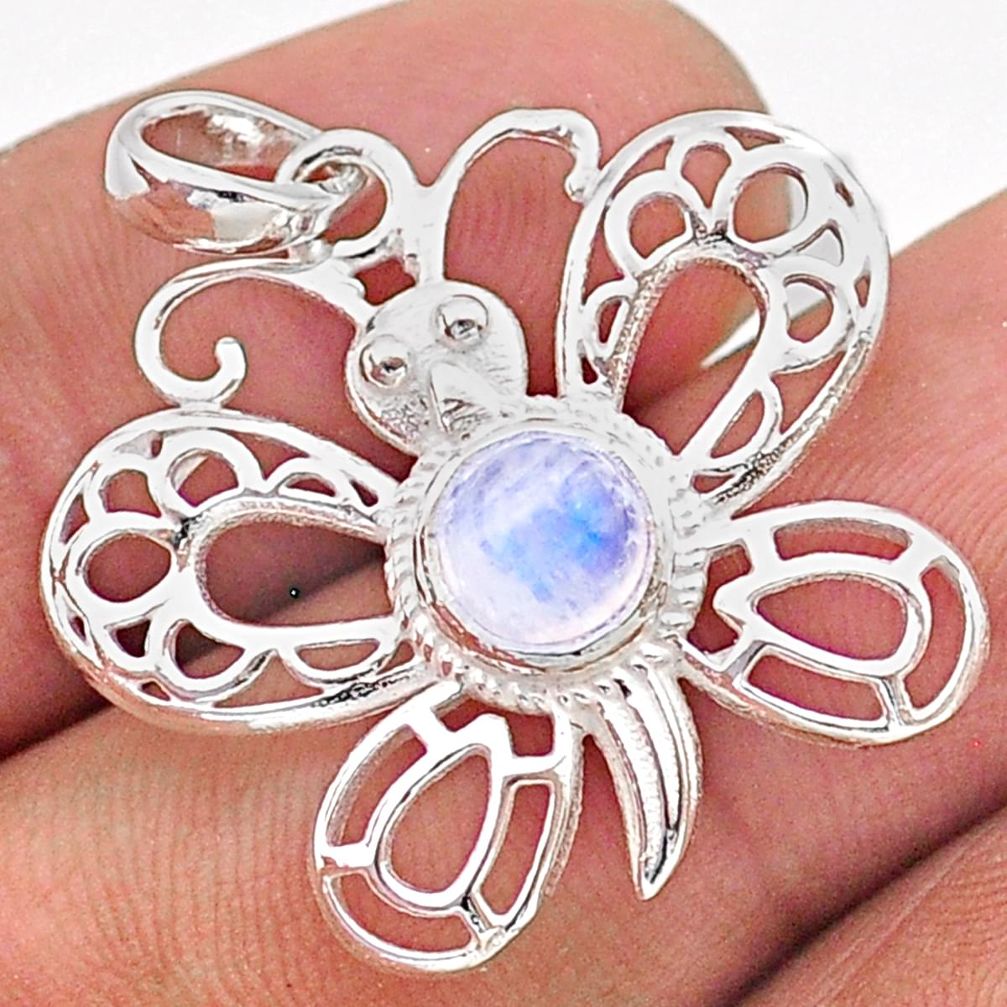 925 silver 1.10cts filigree natural rainbow moonstone butterfly pendant t59659