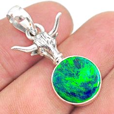 silver 4.08cts fine northern lights aurora opal (lab) bull face pendant t34430