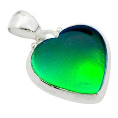 925 silver 4.50cts fine northern lights aurora opal heart shape pendant t76910
