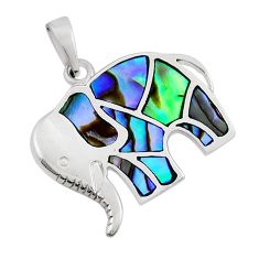 925 silver 4.26gms green abalone paua seashell elephant pendant jewelry y25766