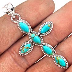 925 silver 9.59cts green arizona mohave turquoise marquise cross pendant t85791