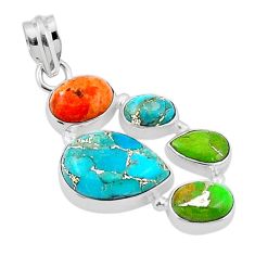Clearance Sale- 925 silver 10.43cts green blue copper turquoise mojave turquoise pendant u29269