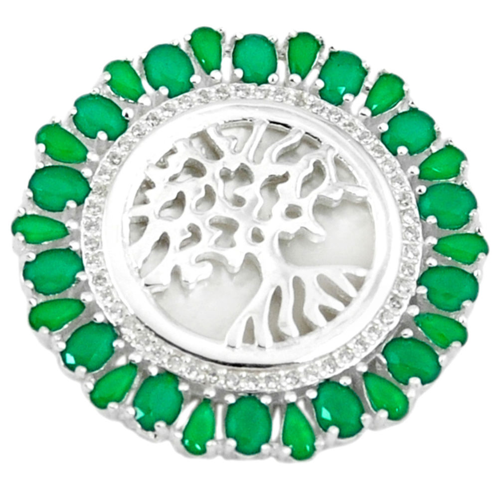 LAB 925 silver green emerald quartz topaz tree of life pendant jewelry c22827