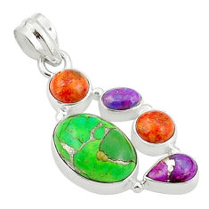 Clearance Sale- 925 silver 8.16cts green purple copper turquoise mojave turquoise pendant u29334