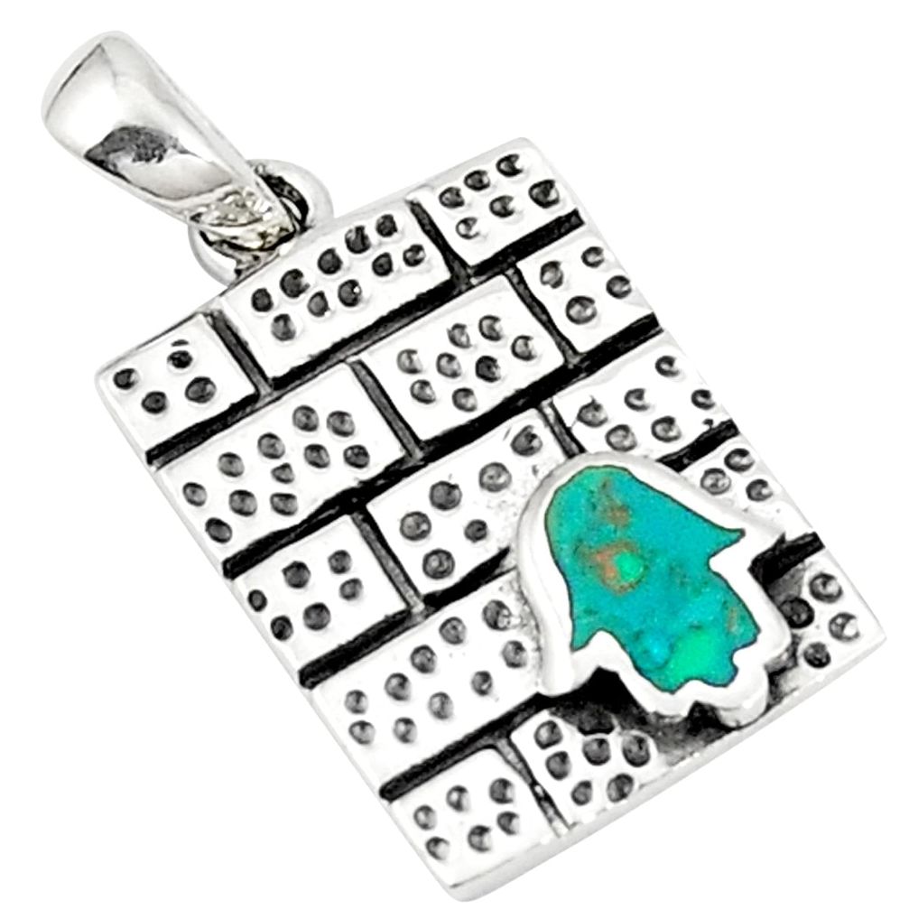 925 silver green turquoise tibetan hand of god hamsa pendant jewelry c10983