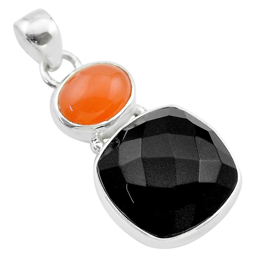 925 silver 14.68cts halloween natural onyx cornelian (carnelian) pendant t57834