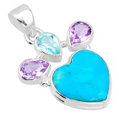 925 silver 11.16cts heart arizona mohave turquoise topaz amethyst pendant t96426