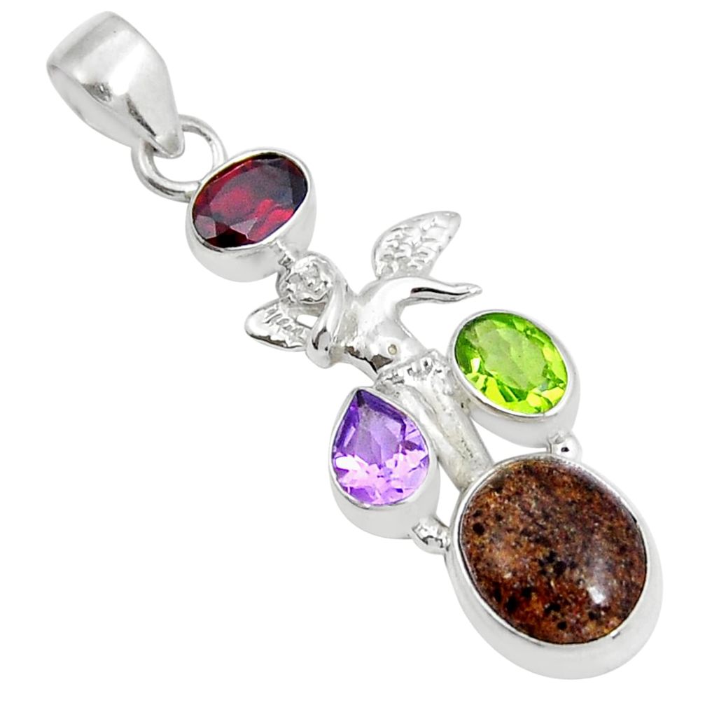 925 silver 8.94cts honduran matrix opal peridot peridot garnet pendant y5451