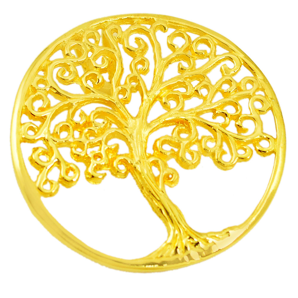 925 silver indonesian bali style solid 14k rose gold tree of life pendant c20470