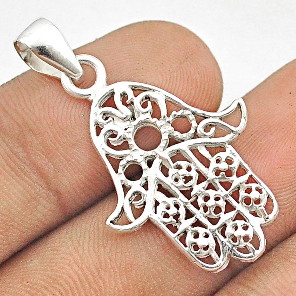 925 silver 2.58gms indonesian bali style solid hand of god hamsa pendant u29372