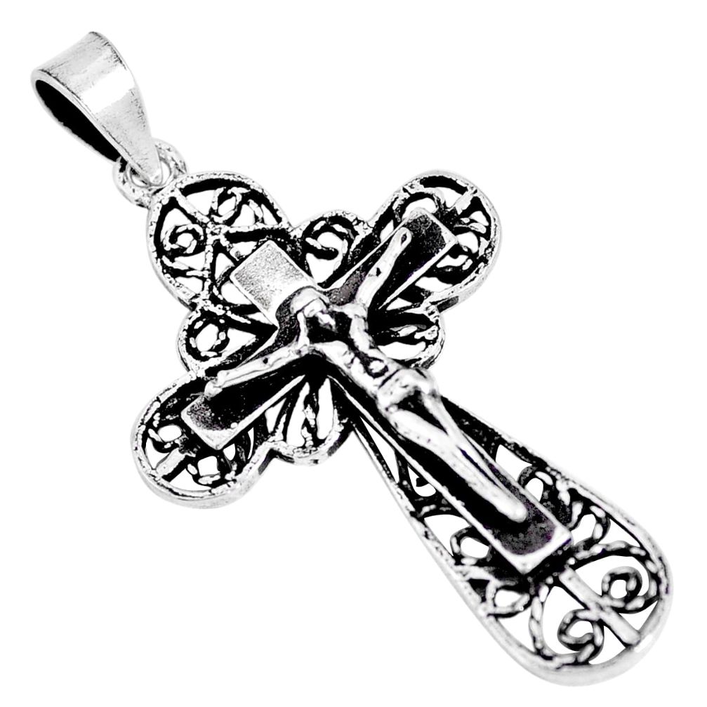 925 silver 4.02gms indonesian bali style solid holy cross pendant jewelry c20373