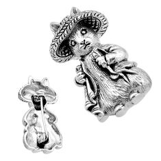 925 silver 10.58gms indonesian bali style solid squirrel brooch pendant n53448