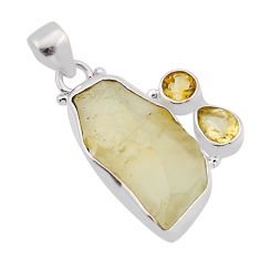 925 silver 10.85cts libyan desert glass (gold tektite) citrine pendant n54453