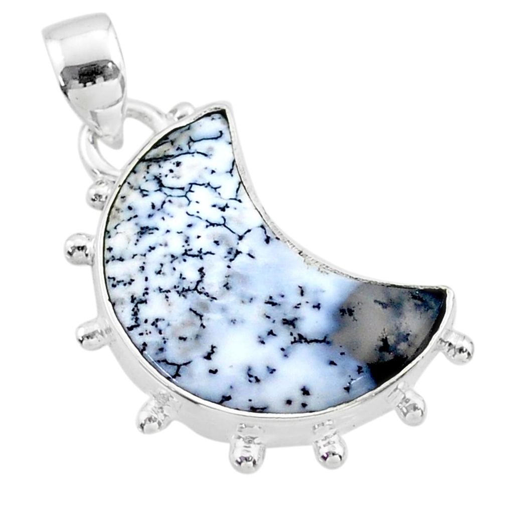 925 silver 10.30cts moon natural dendrite opal (merlinite) pendant t45704