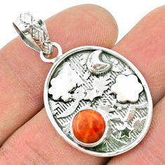 Clearance Sale- 925 silver 2.21cts moon natural orange mojave turquoise round pendant u35034