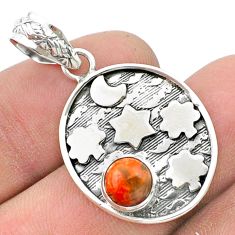 Clearance Sale- 925 silver 2.21cts moon natural orange mojave turquoise round pendant u35059