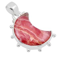 925 silver 12.10cts moon natural pink rhodochrosite inca rose pendant y44026