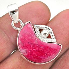 925 silver 11.57cts moon natural pink thulite fancy shape pendant t46508