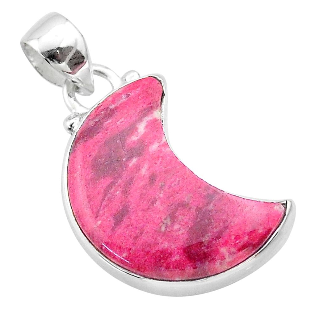 925 silver 10.32cts moon natural pink thulite pendant jewelry t45689