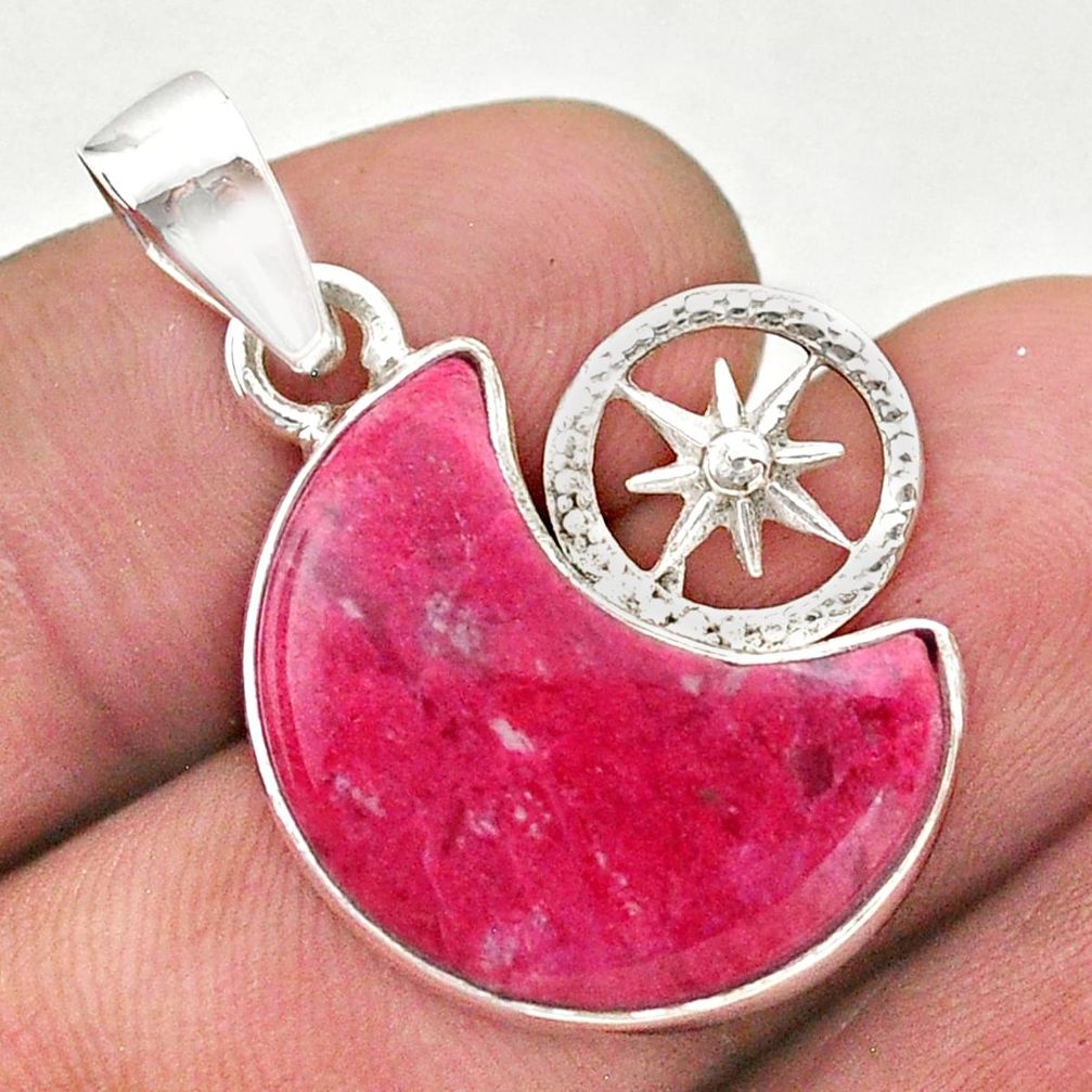 925 silver 12.52cts moon natural pink thulite pendant jewelry t46572