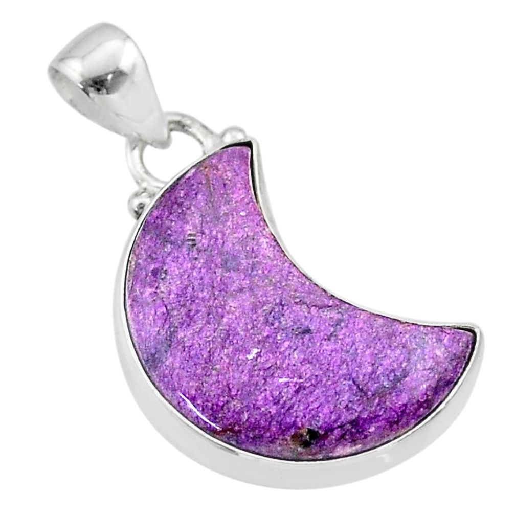 925 silver 8.87cts moon natural purple purpurite stichtite pendant t45632