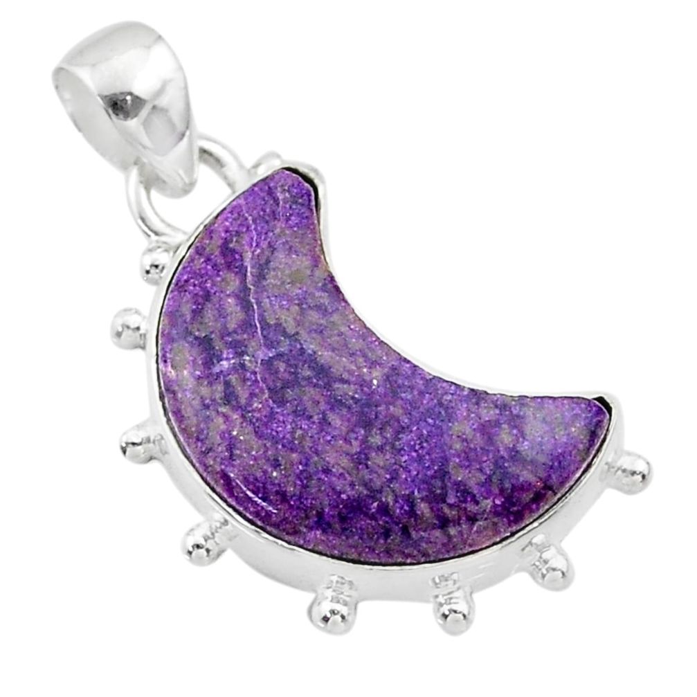 925 silver 8.87cts moon natural purple purpurite stichtite pendant t45710