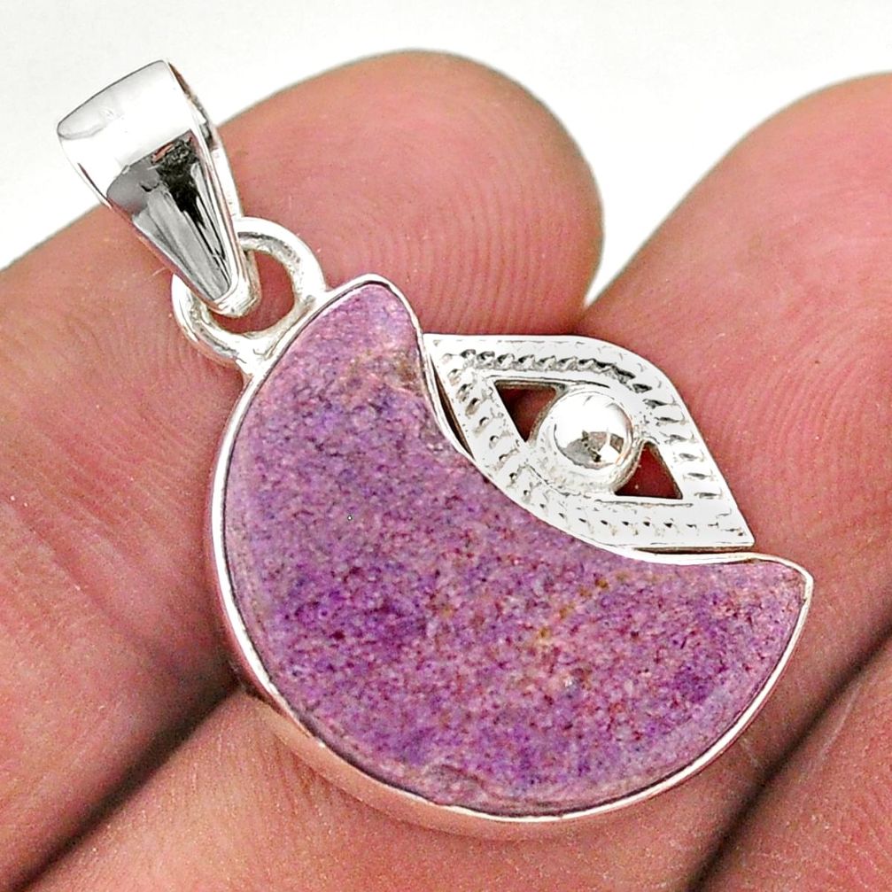 925 silver 9.39cts moon natural purple purpurite stichtite pendant t46500