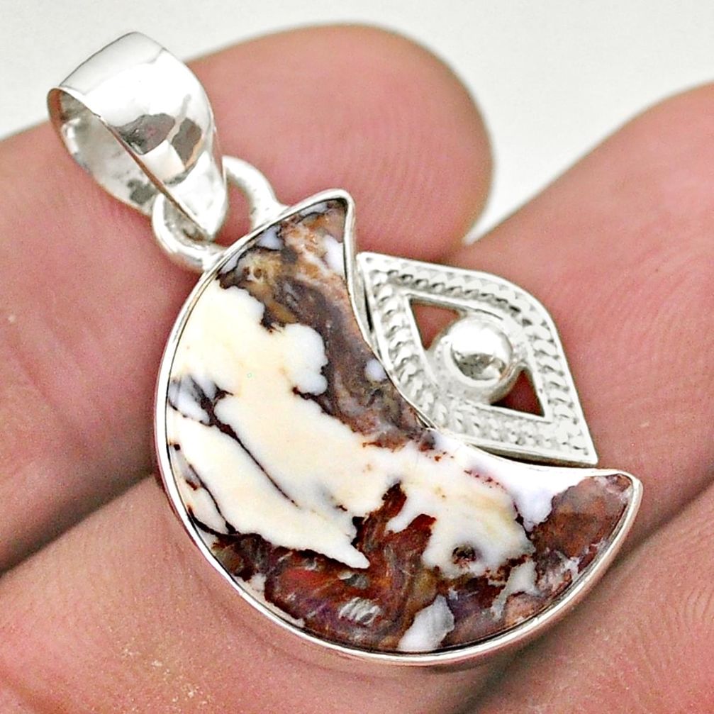 925 silver 10.58cts moon natural wild horse magnesite fancy pendant t46516
