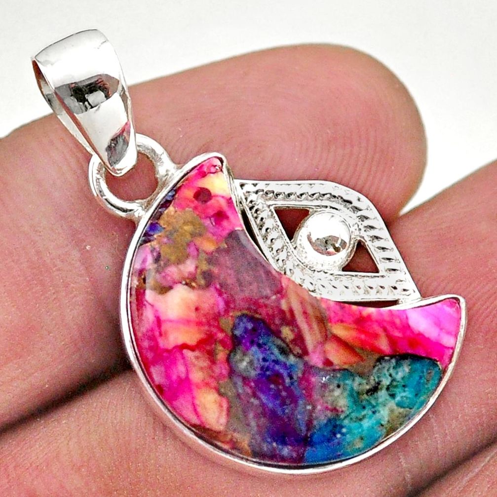 925 silver 12.89cts moon spiny oyster arizona turquoise pendant t46518