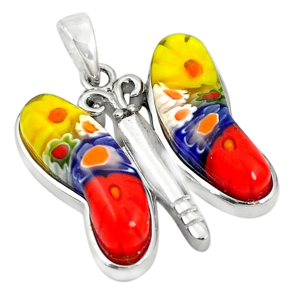 925 silver multi color italian murano glass butterfly pendant jewelry c21685