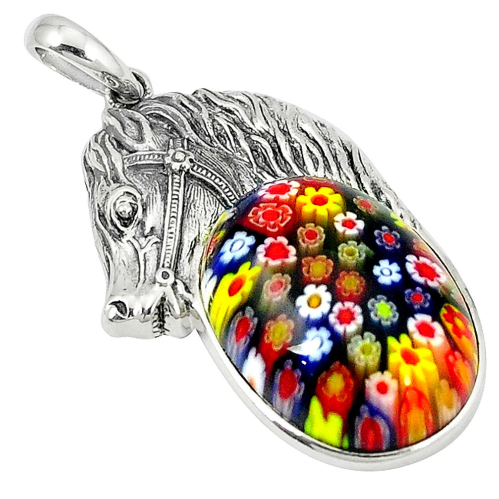 925 silver multi color italian murano glass horse pendant jewelry c22457
