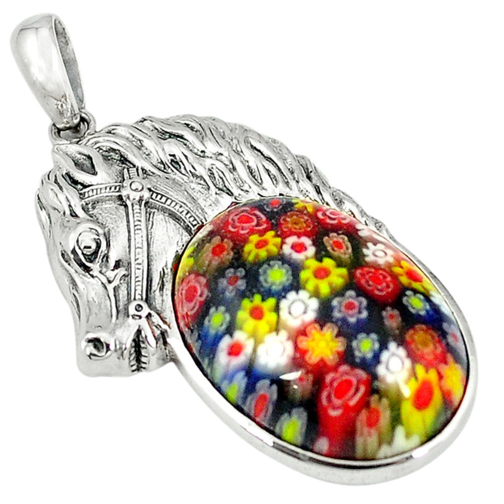 925 silver multi color italian murano glass horse pendant jewelry c22460