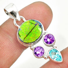 Clearance Sale- 925 silver 6.80cts multi color sterling opal amethyst topaz pendant r84555
