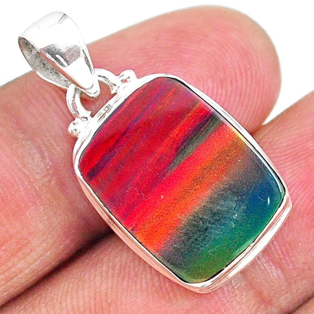 7.18cts multi color volcano aurora opal (lab) octagan shape pendant t16806